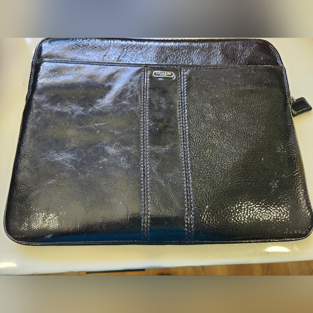 Coach tablet sleeve, black patent